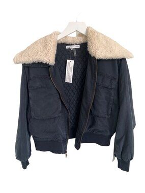 Young Fabulous & Broke Navy Detachable Sherpa Collar Bomber Jacket